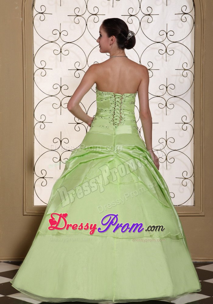 Beaded Sweetheart Yellow Green Sweet Sixteen Quinceanera Dresses