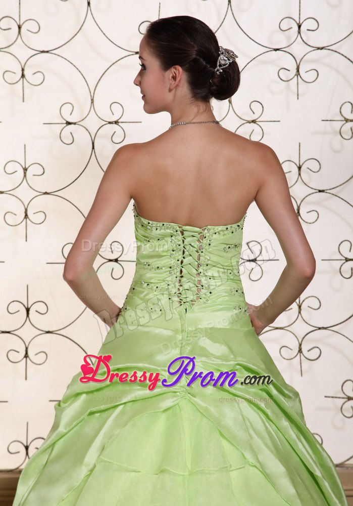Beaded Sweetheart Yellow Green Sweet Sixteen Quinceanera Dresses