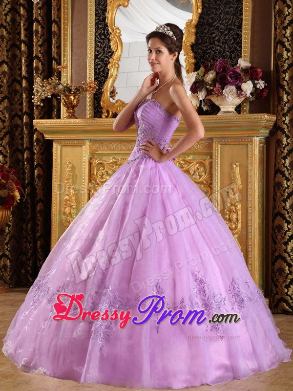 Quinceanera Dress with Ruching Sweetheart and Appliques