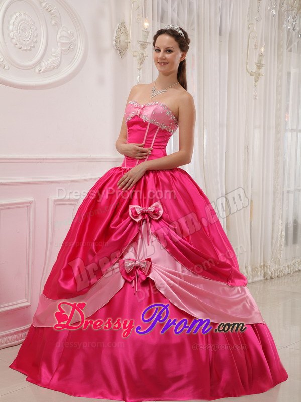 Sweetheart Floor-length Beading Quince Dresses with Bowknots