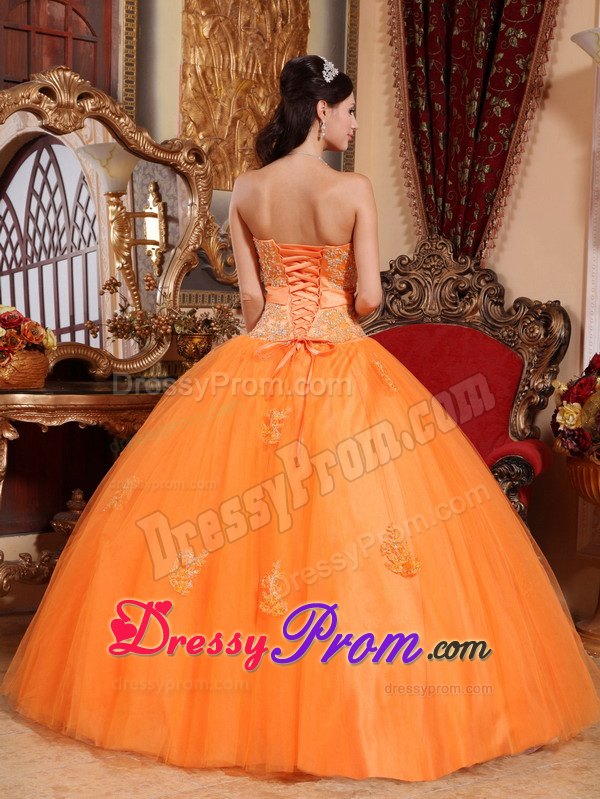 Beading and Appliques Sweetheart Orange Quince Dresses