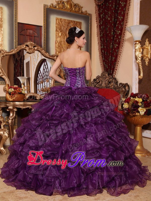 Purple Sweetheart Sequins Quinceanera Dress with Ruffles