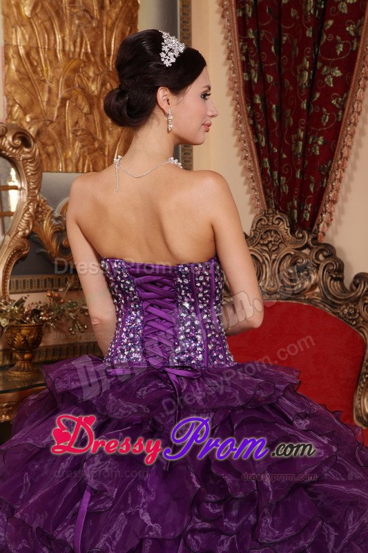 Purple Sweetheart Sequins Quinceanera Dress with Ruffles