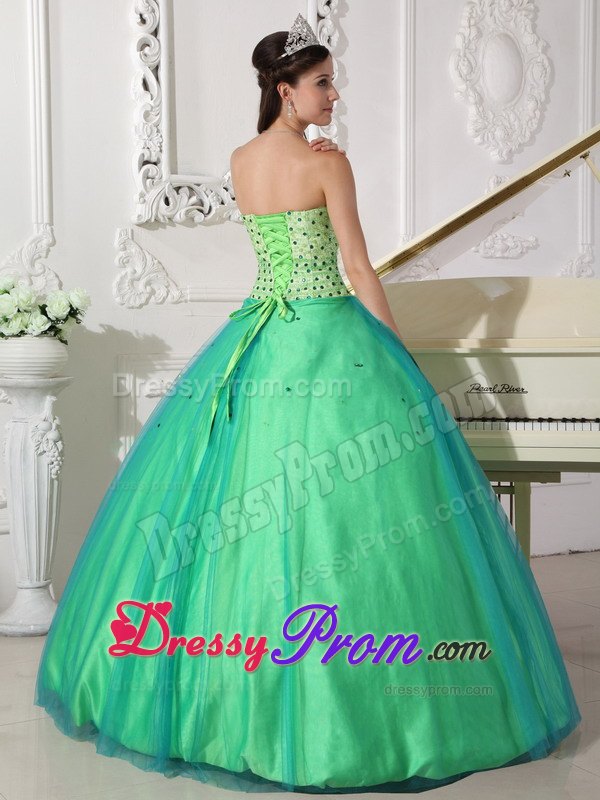 Sweetheart Beaded Lime Green Ball Gown Quinceanera Dress
