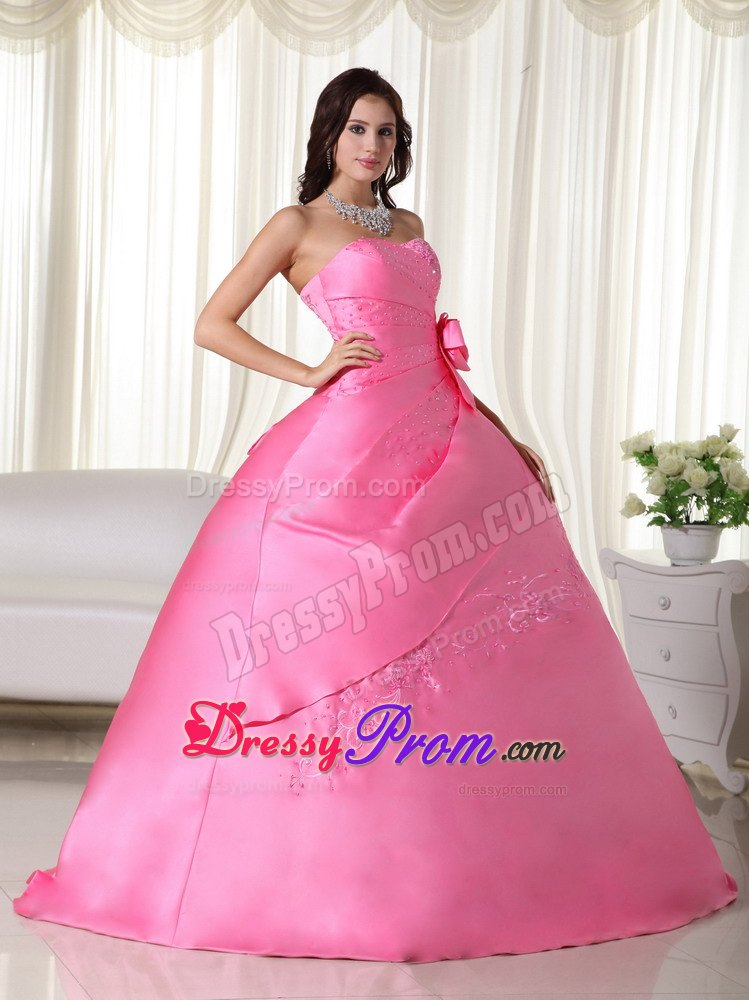 Pink Sweetheart Sequins and Embroidery Quinceanera Dress