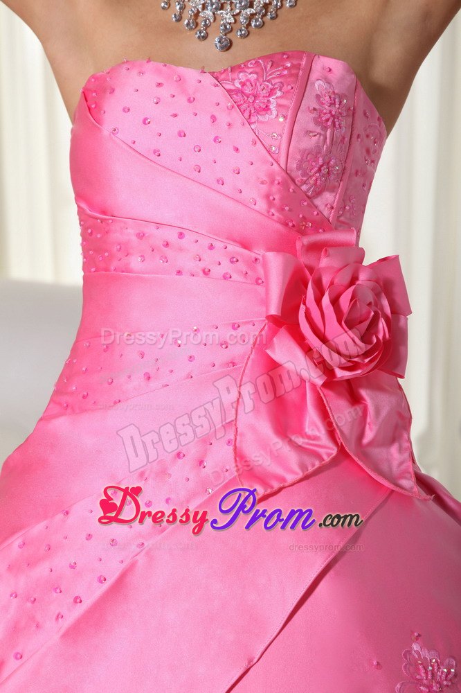 Pink Sweetheart Sequins and Embroidery Quinceanera Dress