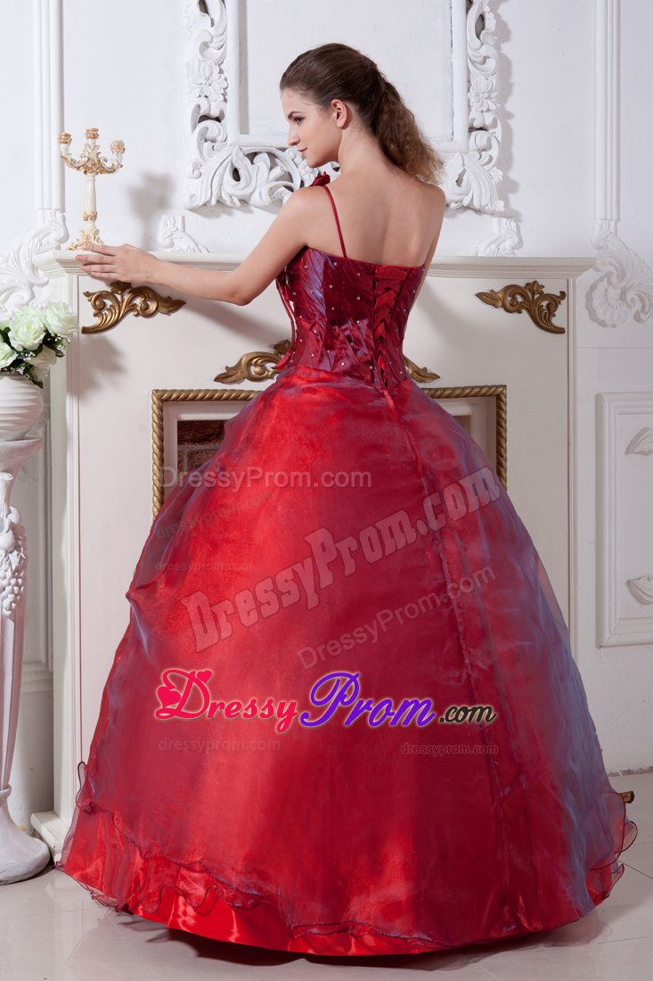 Strapless One Shoulder Wine Red Quinceanera Dresses