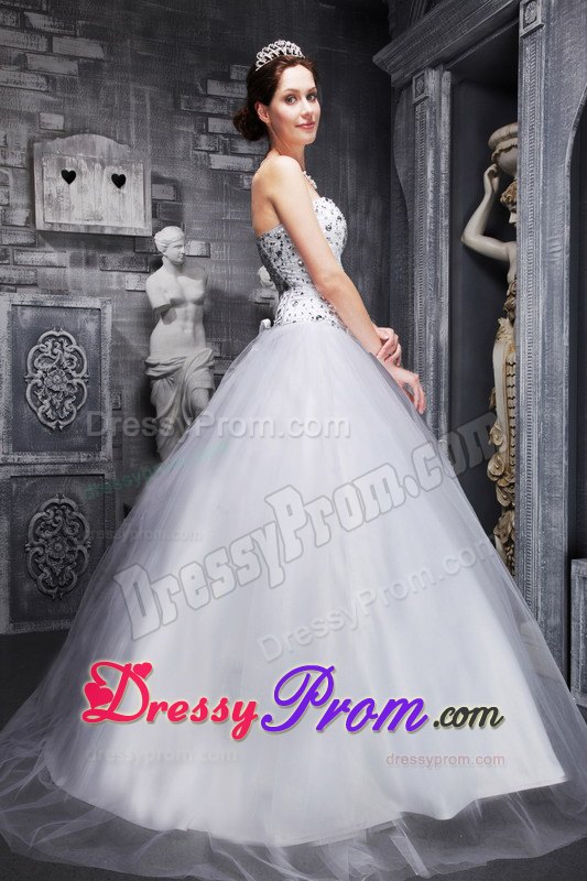 Princess Sweetheart Beading White Dress For Quinceanera
