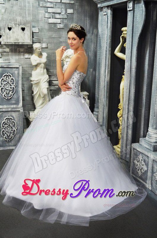 Princess Sweetheart Beading White Dress For Quinceanera