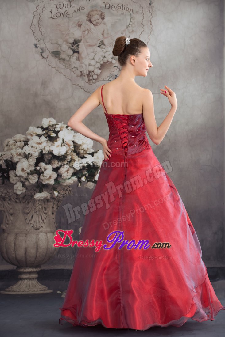 Floral Single shoulder A-line Red Sweet Sixteen Dresses