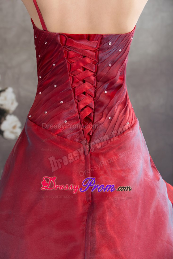 Floral Single shoulder A-line Red Sweet Sixteen Dresses