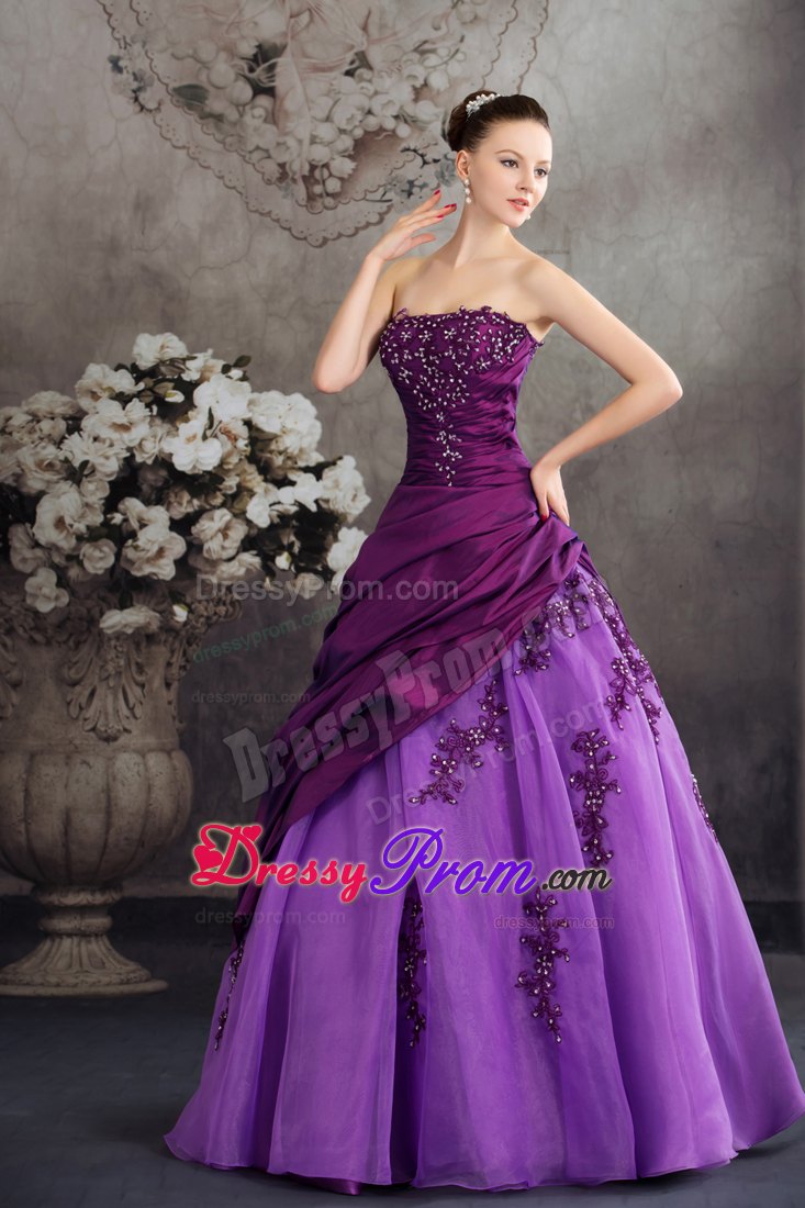 Two-toned Purple Quanceanera Dress with Appliques Ball Gown