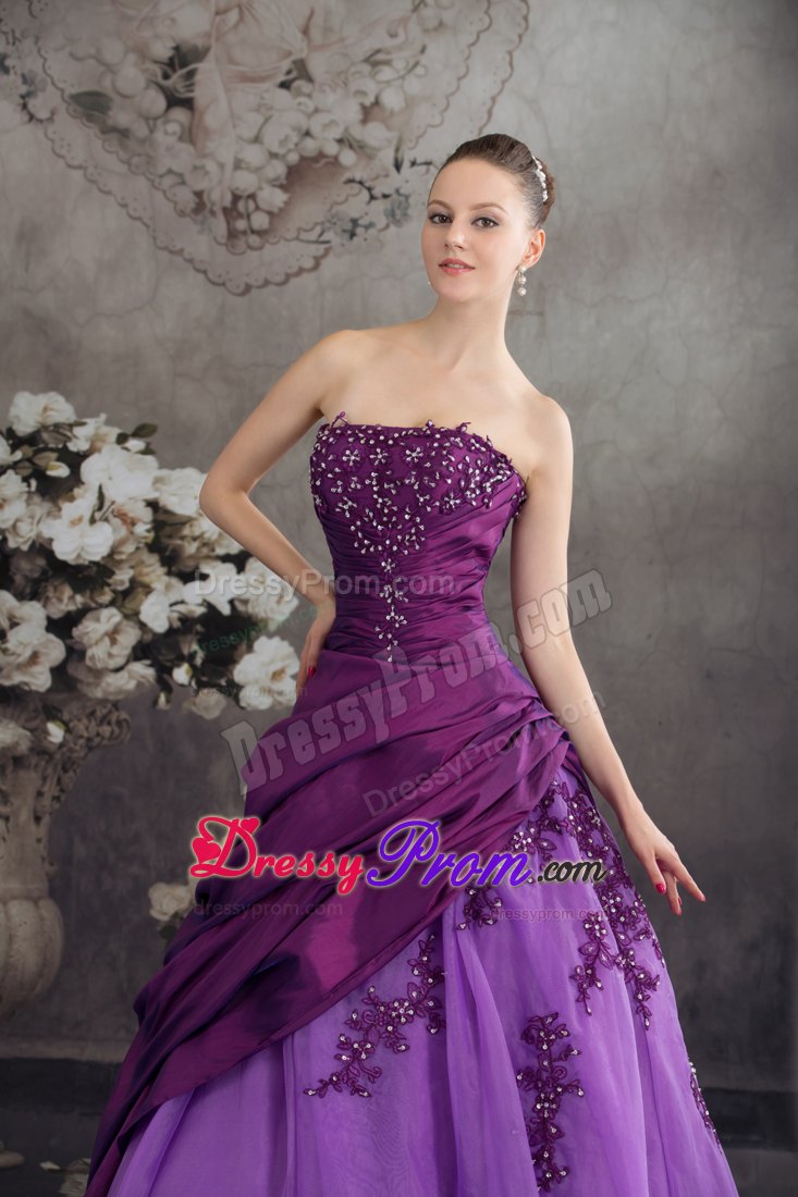 Two-toned Purple Quanceanera Dress with Appliques Ball Gown