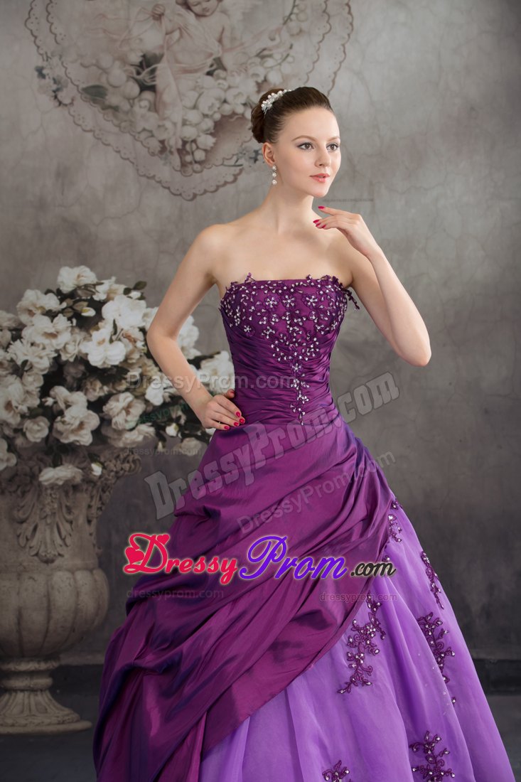 Two-toned Purple Quanceanera Dress with Appliques Ball Gown