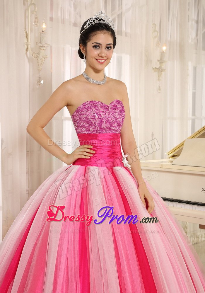Muti-color Strapless Fitted Belt Lace-up Back Quinceanera Dress