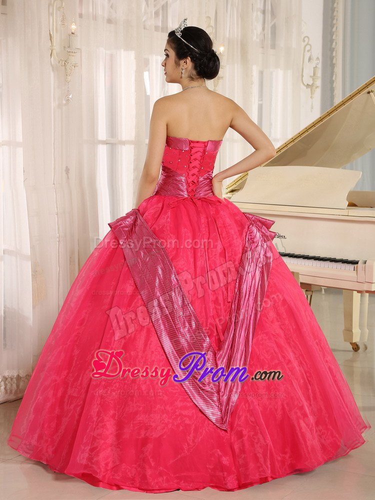Beaded Strapless Rose Pink Quinceanera Gowns With Sash