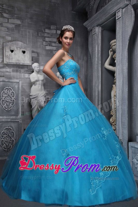 Blue Sweetheart Beading and Appliques Quinceanera Dress