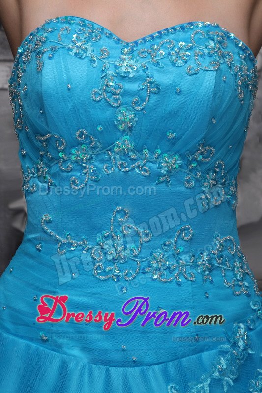 Blue Sweetheart Beading and Appliques Quinceanera Dress