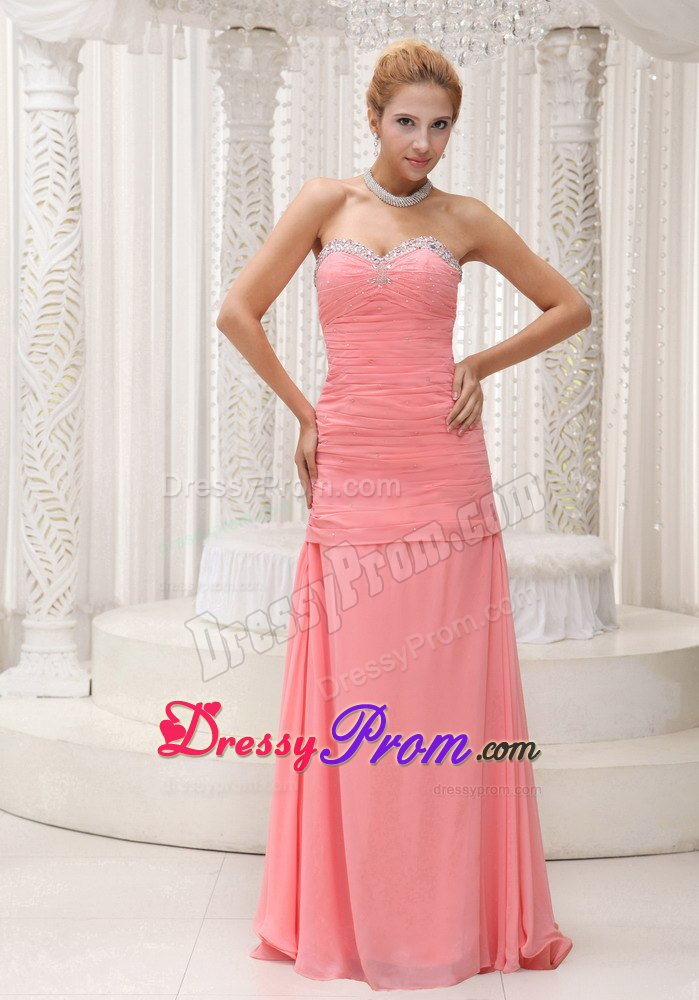 Beaded Decorated Prom Mother of the Bride Dress in Watermelon Red