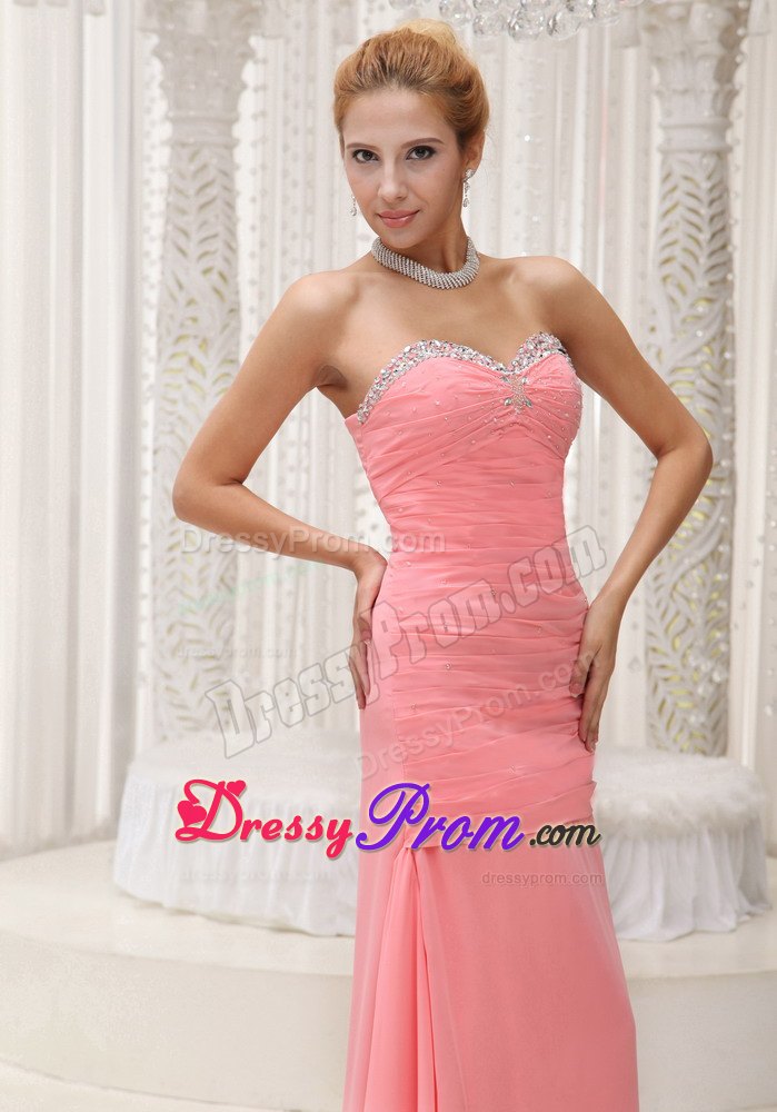 Beaded Decorated Prom Mother of the Bride Dress in Watermelon Red