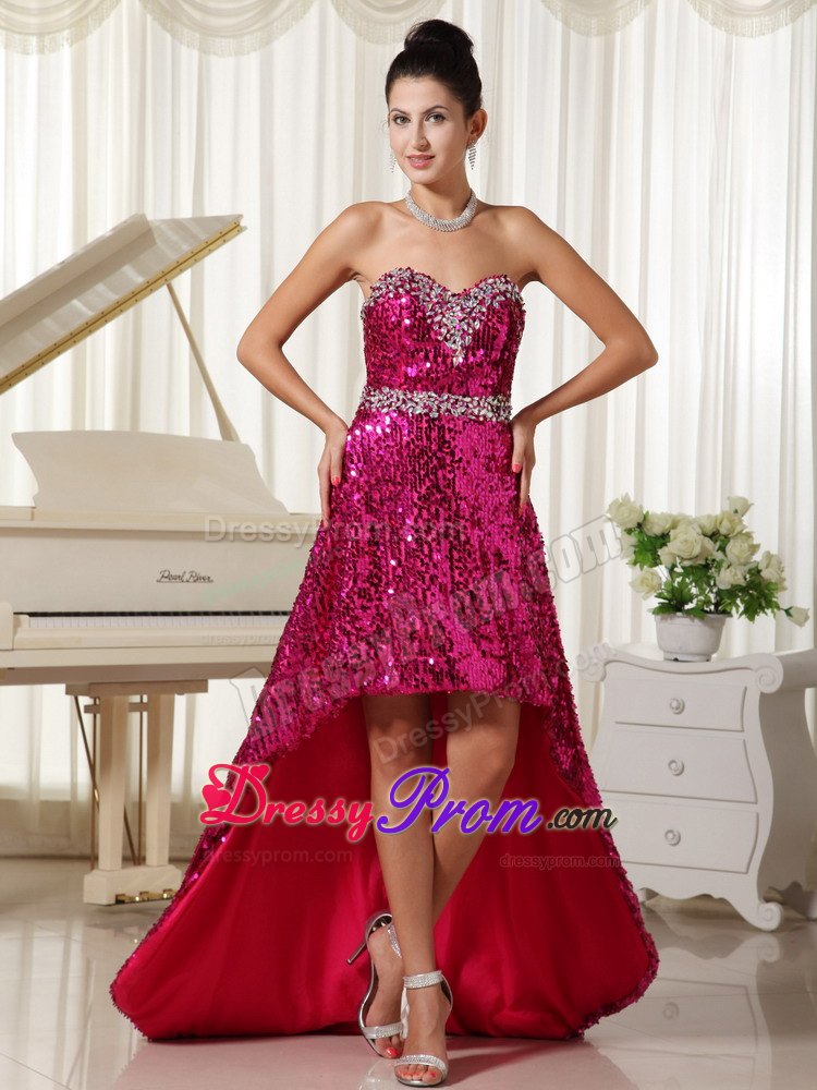 Paillette Over Skirt with Sweetheart High-low Prom Evening Dress