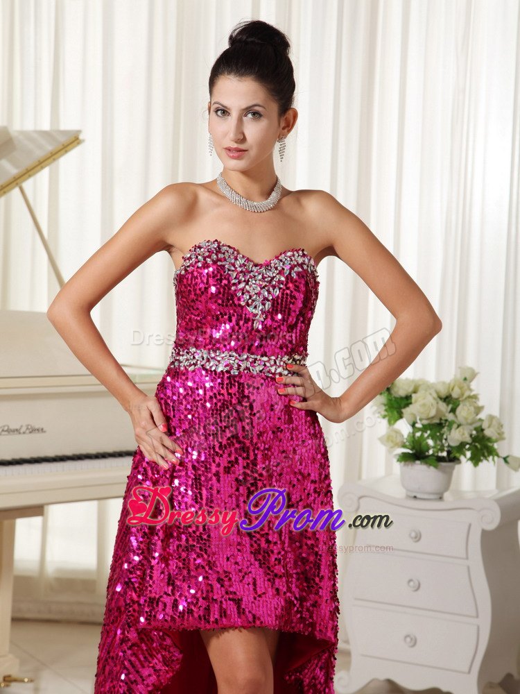 Paillette Over Skirt with Sweetheart High-low Prom Evening Dress
