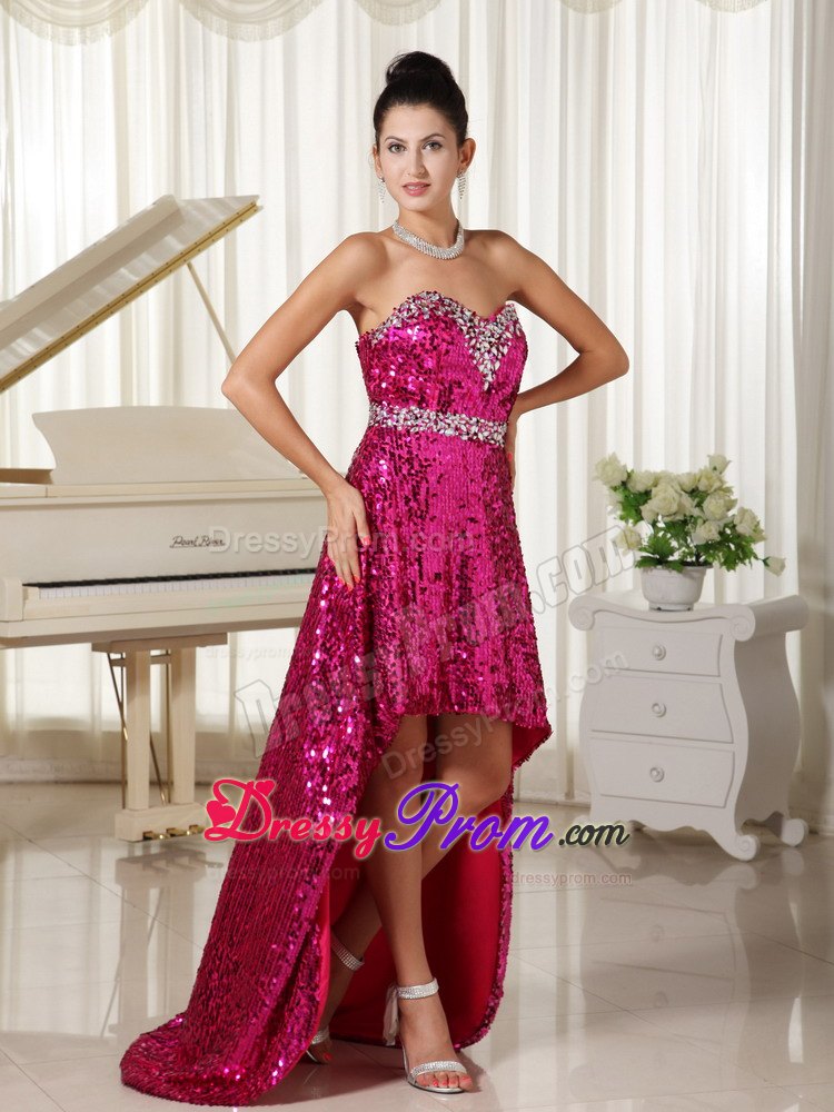 Paillette Over Skirt with Sweetheart High-low Prom Evening Dress