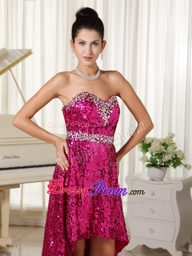 Paillette Over Skirt with Sweetheart High-low Prom Evening Dress