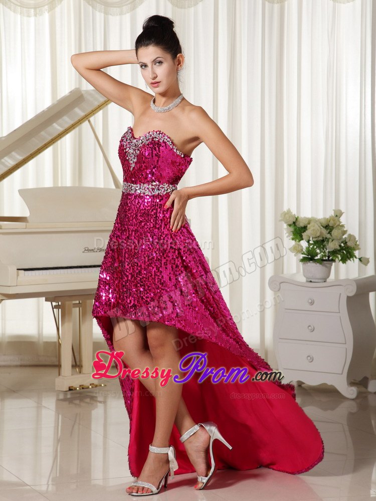 Paillette Over Skirt with Sweetheart High-low Prom Evening Dress