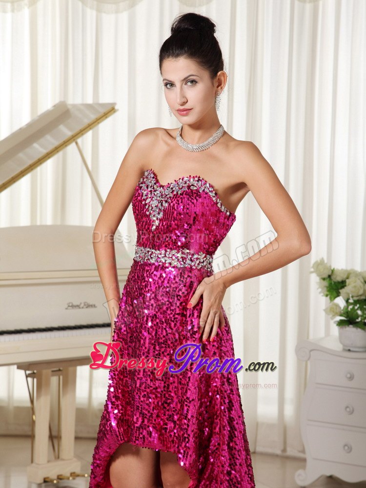 Paillette Over Skirt with Sweetheart High-low Prom Evening Dress