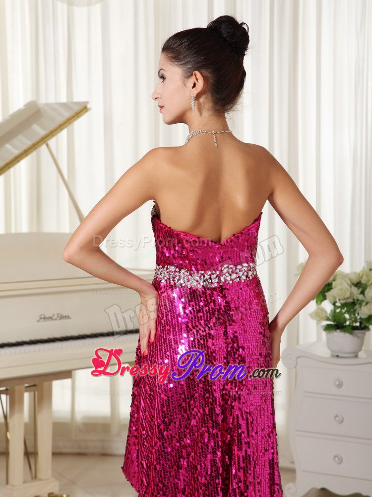 Paillette Over Skirt with Sweetheart High-low Prom Evening Dress