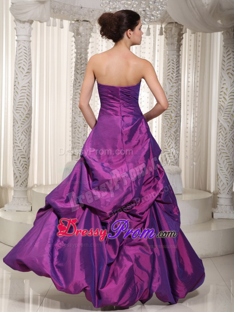 Fuchsia High-low Taffeta and Zebra Beading Prom Evening Dress