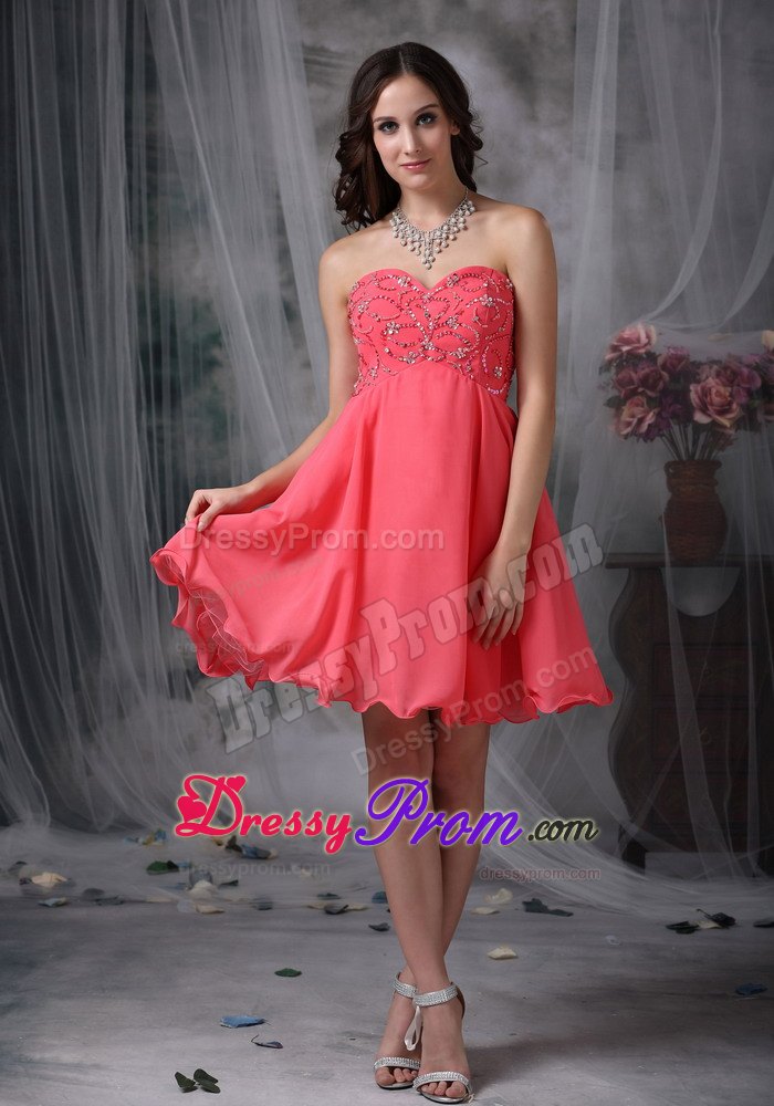 Super Hot Beading Prom Cocktail Dress in Coral Red with Princess
