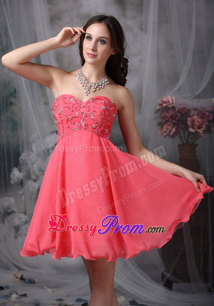 Super Hot Beading Prom Cocktail Dress in Coral Red with Princess