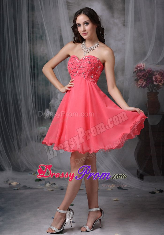 Super Hot Beading Prom Cocktail Dress in Coral Red with Princess