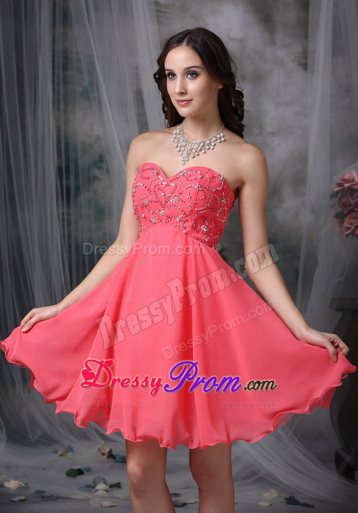 Super Hot Beading Prom Cocktail Dress in Coral Red with Princess