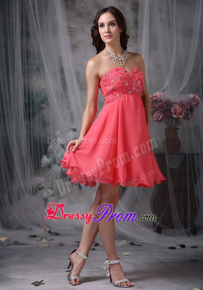 Super Hot Beading Prom Cocktail Dress in Coral Red with Princess