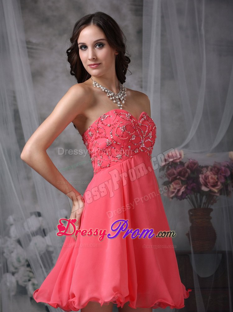 Super Hot Beading Prom Cocktail Dress in Coral Red with Princess