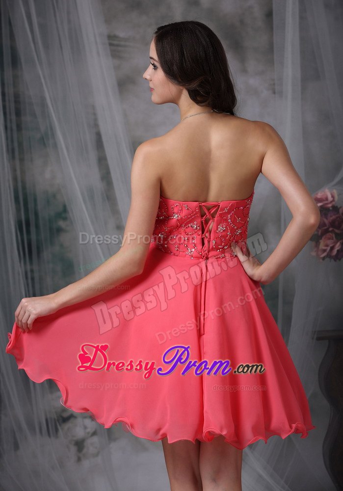 Super Hot Beading Prom Cocktail Dress in Coral Red with Princess