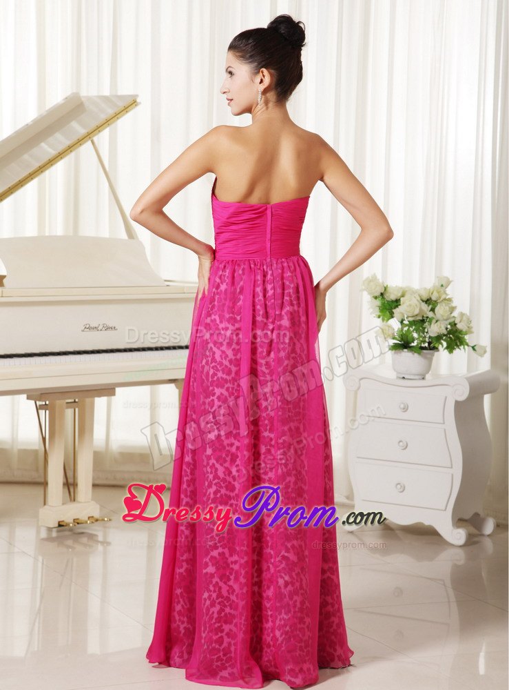 Leopard and Sweetheart with Beaded Bodice Prom Dress in Hot Pink