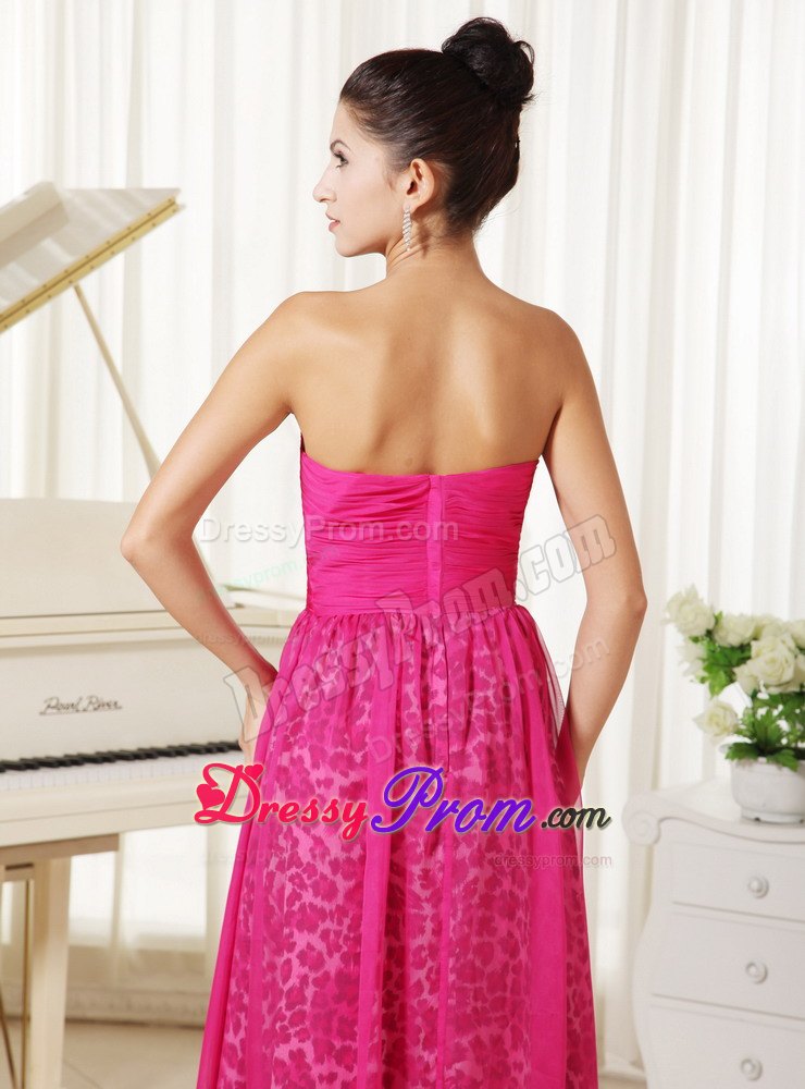 Leopard and Sweetheart with Beaded Bodice Prom Dress in Hot Pink
