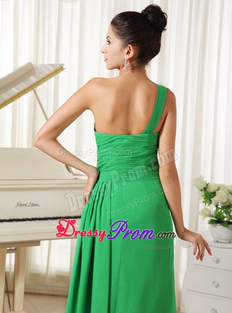 One Shoulder Prom Homecoming Dress with High Slit in Spring Green