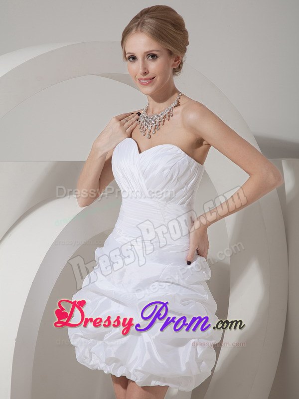 Ruching and Pick ups Accent White Taffeta Dress for Prom Queen