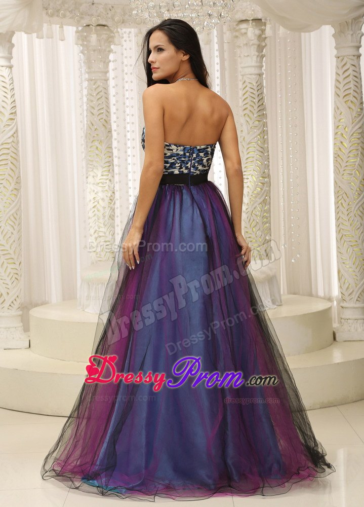 Colorful Printing A-line Prom Nightclub Dress with Beaded Bow