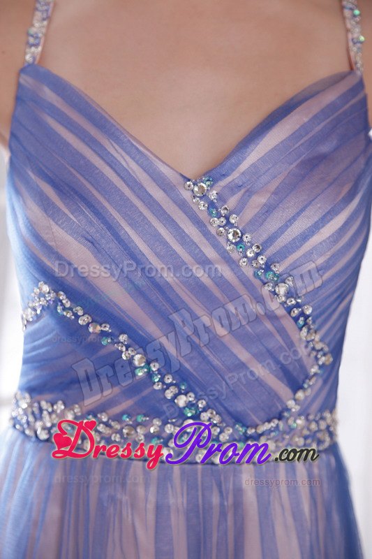 Beading Spaghetti Straps for Tulle Overlay Prom Court Dresses in Lilac