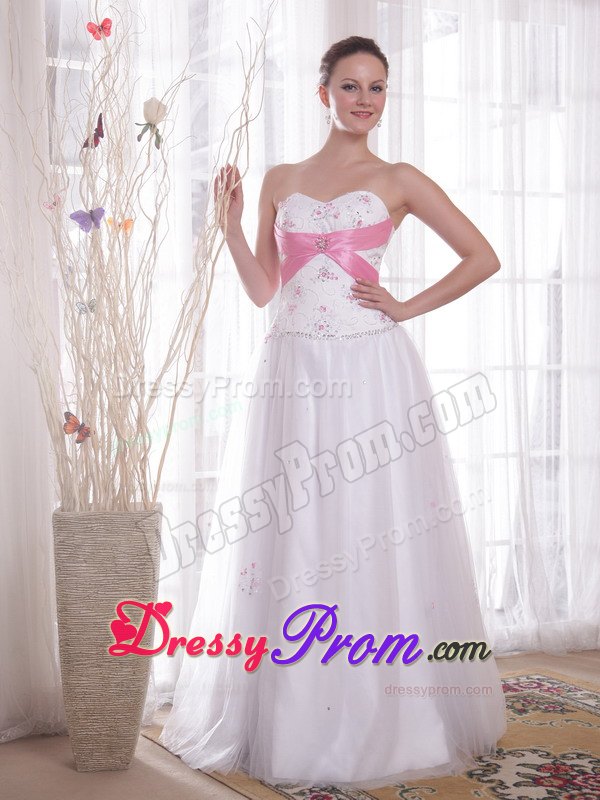 White Princess Beading and Rhinestones Dresses for Prom Court