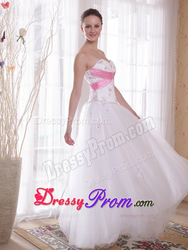 White Princess Beading and Rhinestones Dresses for Prom Court