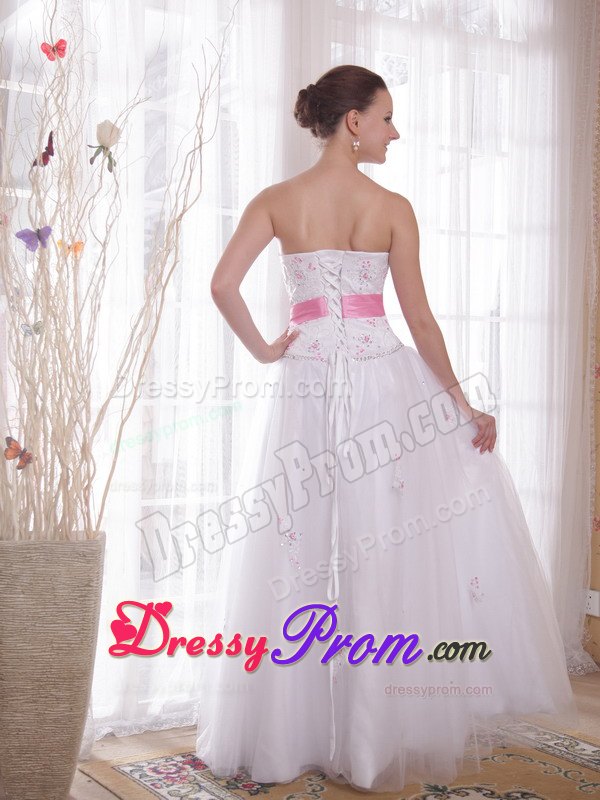 White Princess Beading and Rhinestones Dresses for Prom Court