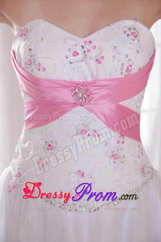 White Princess Beading and Rhinestones Dresses for Prom Court