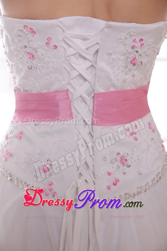 White Princess Beading and Rhinestones Dresses for Prom Court